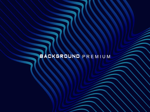 Abstract background with elegant waves of gradient blue stripes, creating the illusion of depth and movement.