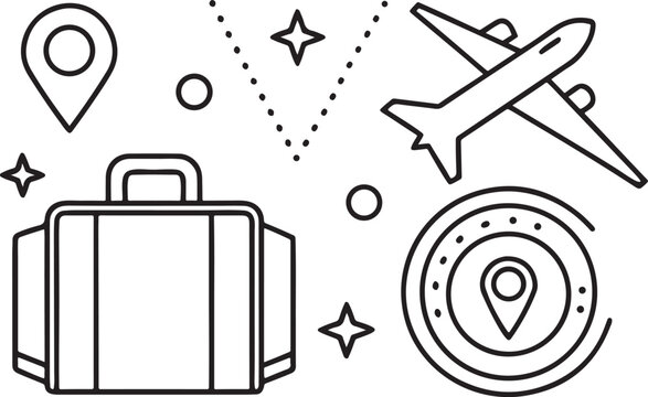 Vector illustration set of star and suitcase icons for web design