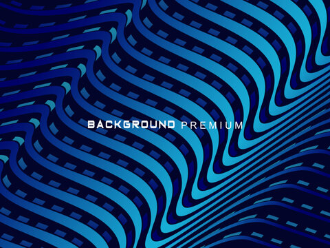 Abstract background with elegant waves of gradient blue stripes, creating the illusion of depth and movement.
