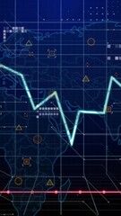 Poster - Financial data and stock market decline animation over world map background