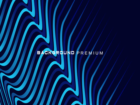 Abstract background with elegant waves of gradient blue stripes, creating the illusion of depth and movement.