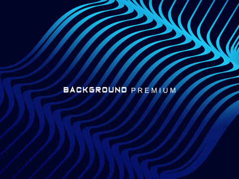 Abstract background with elegant waves of gradient blue stripes, creating the illusion of depth and movement.