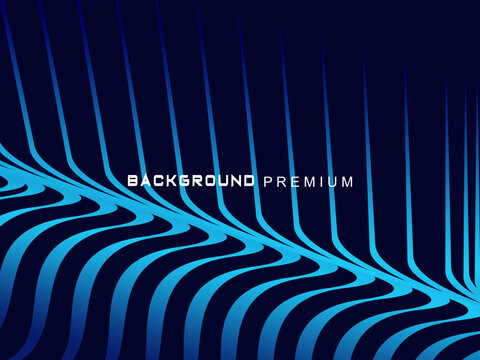 Abstract background with elegant waves of gradient blue stripes, creating the illusion of depth and movement.