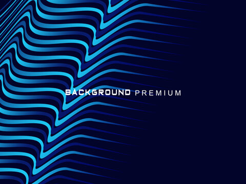 Abstract background with elegant waves of gradient blue stripes, creating the illusion of depth and movement.