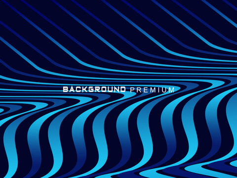 Abstract background with elegant waves of gradient blue stripes, creating the illusion of depth and movement.