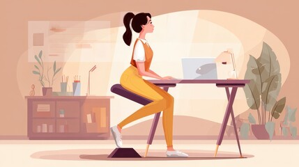 Poster - Woman working at a computer in a modern office setting.
