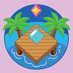 Poster - Serene input dock with breathtaking vista and vibrant colors