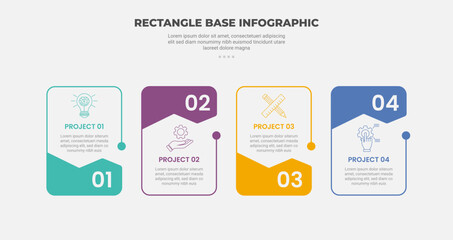 Aufkleber - rectangle shape infographic outline style with 4 point template with box table with creative header sharp up and down for slide presentation