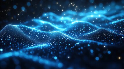 Aufkleber - experience the glowing blue particles move in wave formations with smooth transitions