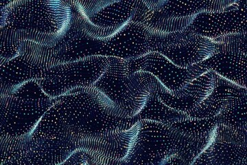 Aufkleber - Abstract Glowing Dotted Surface Waving with Dark Theme and Futuristic Style