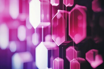 Aufkleber - Pink Hexagons Float in a Abstract Space with Soft Glow, Abstract Concept