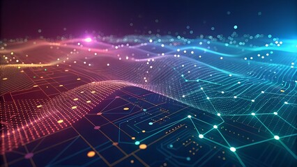 Poster - Abstract digital technology background showcasing glowing circuit patterns and network connections, creating a futuristic feel.