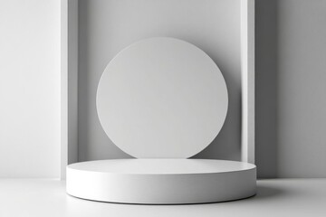 Poster - Showcase Product On a Round Platform In Abstract Scene With Soft Lighting