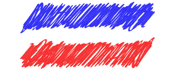 Poster - Highlighter Marker Strokes With Red and Blue Lines and Pencil Scribble Effects for Emphasis on a Transparent or White Background
