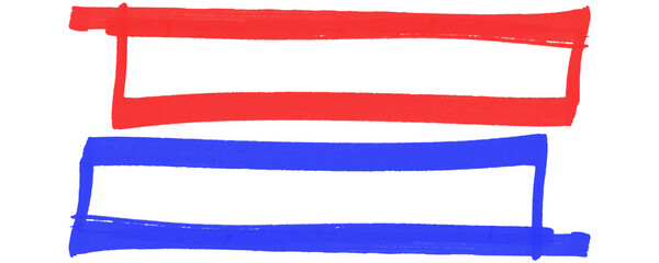 Poster - Rectangle Frame Created with Red and Blue Marker Scribble Strokes for Decorative Text Highlighting Isolated on a Transparent or White Background.