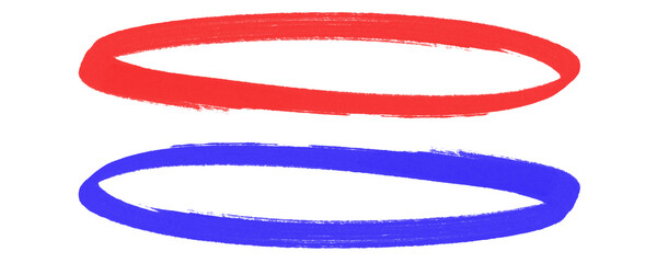 Poster - Circle Shape Frame Using Rough Red and Blue Marker Scribbles for Grunge Effect Border or Design Accent Isolated on a Transparent or White Background