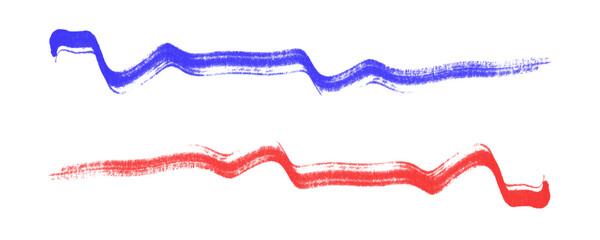 Poster - Minimal Red and Blue Marker Scribbles With Pencil Hatch and Scrawl Effects for Underlines on a Transparent or White Background