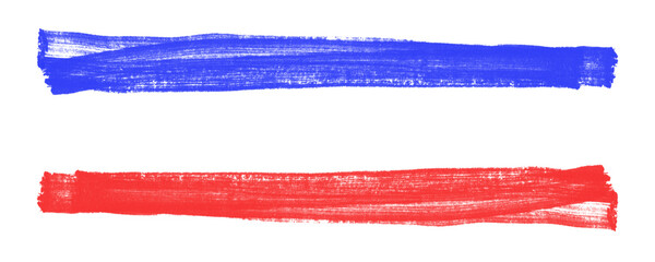 Poster - Rough Marker Scribbles in Red and Blue Perfect for Artistic Borders and Highlighting Isolated on a Transparent or White Background