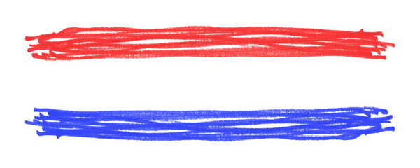 Poster - Red and Blue Doodle Brush Stroke with Rough Texture for Grunge-Themed Graphics Isolated on a Transparent or White Background