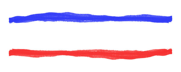 Poster - Artistic Red and Blue Marker Lines Used for Grunge Effects and Visual Contrast Isolated on a Transparent or White Background