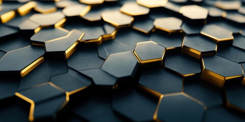 Poster - Hexagons Form an Abstract Metallic Pattern and Elegant Background Concept