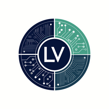 Lv initial monogram for technology logo with circle style