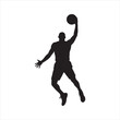 © Creative Ai Shop - Basketball Player Silhouette Vector Illustration. Basketball Dunk Silhouette in Action Player Dribbling the Ball Vector Design