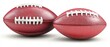 © JOKO STUDIO - High-angle close-up shot of two red American footballs positioned side-by-side against a white background, showcasing their textured leather and white laces