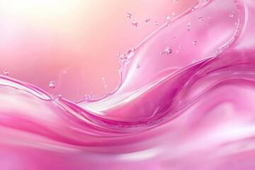 Aufkleber - Pink Liquid Texture Background with Splashes and Bubbles for Softness Concept