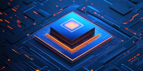 Poster - Explore Future, circuit board conducts Power with technology development and futuristic theme.