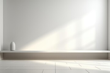Poster - Vase Sits on Shelf in a Bright Room, with Minimalist Interior Design Theme