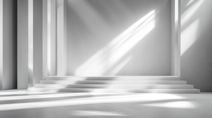 Poster - minimalist architecture showcases light and shadows with geometric stage design