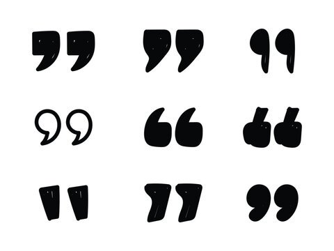 Quotation marks, set of hand drawn quotation marks