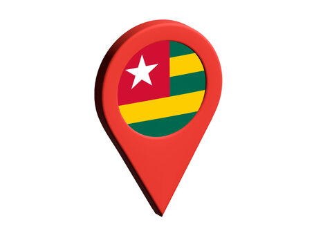 The flag of Togo, The flag of Togo in location icon, mockup of Togo flag