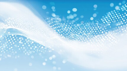 Poster - Abstract digital wave pattern with shimmering particles on a blue background, perfect for futuristic designs.