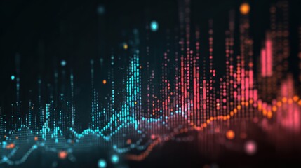 Fototapete - Vibrant abstract digital sound wave graphic showcasing innovative technology and data visualization themes.