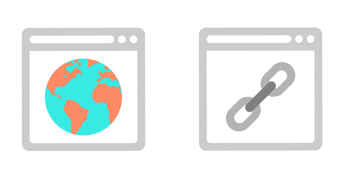 Global Network Connection: Website Browser Icons, Minimalist Style, Modern Design