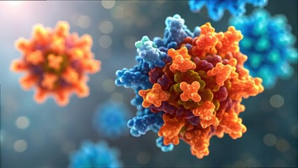 Poster - Colorful Molecular Structure with Antibody and Protein Interaction