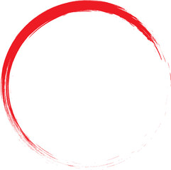 Poster - Red brush stroke circle on white background with textured edges