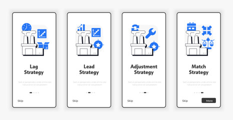 Leinwandbilder - Capacity management strategies mobile onboarding screen. Productivity improvement UX UI illustration. Flat outline style icons with blue accent. Informa Pro Bold, Montserrat Light fonts used