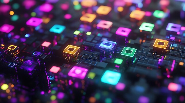 Abstract glowing colorful geometric shapes