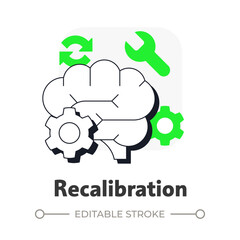 Poster - Recalibration flat outline concept icon. Reconfiguring resource amount. Step in capacity management processes. Modern line illustration with green glyphs. Conceptual visual. Easy to edit