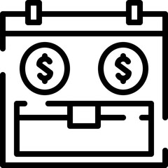 Fototapete - Outline Calendar Icon Depicting Dollar Symbols and Financial Concepts