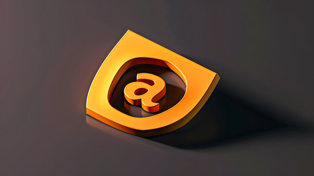 isometric 3d icon of an email at symbol orange