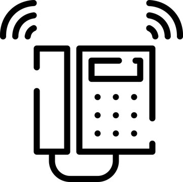 Black and White Icon of a Ringing Landline Phone