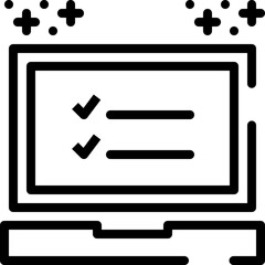 Fototapete - Outlined Icon Depicting a Computer Interface with Checklist Items
