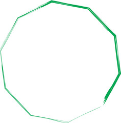 Poster - Green abstract geometric shape with brush stroke edges on a white background