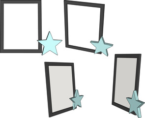 Vector sketch illustration of star photo frame design for cupboard decoration 
