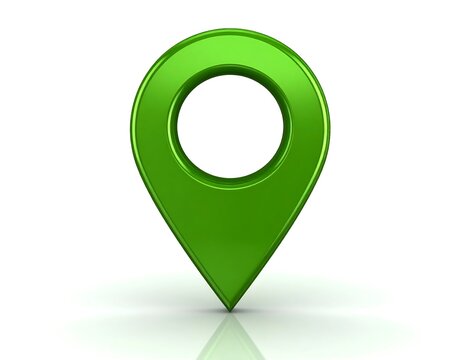 3D green map pointer on white background