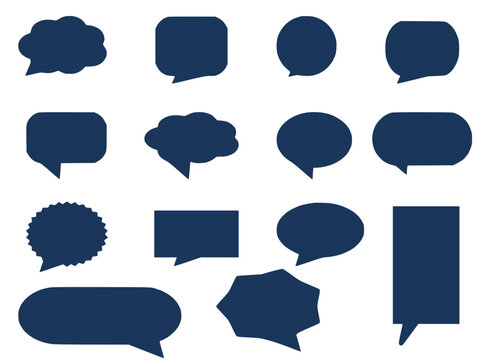 Vector illustration blue  speech bubble icons set on white background